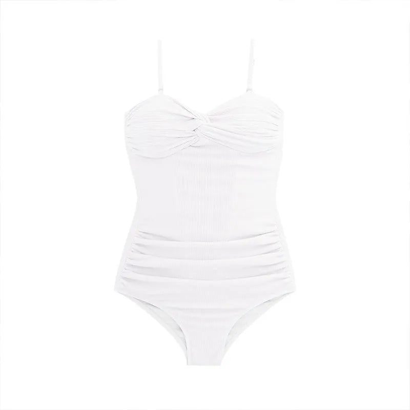 Women's black suspender-style jumpsuit swimsuit with adjustable straps and push-up lining