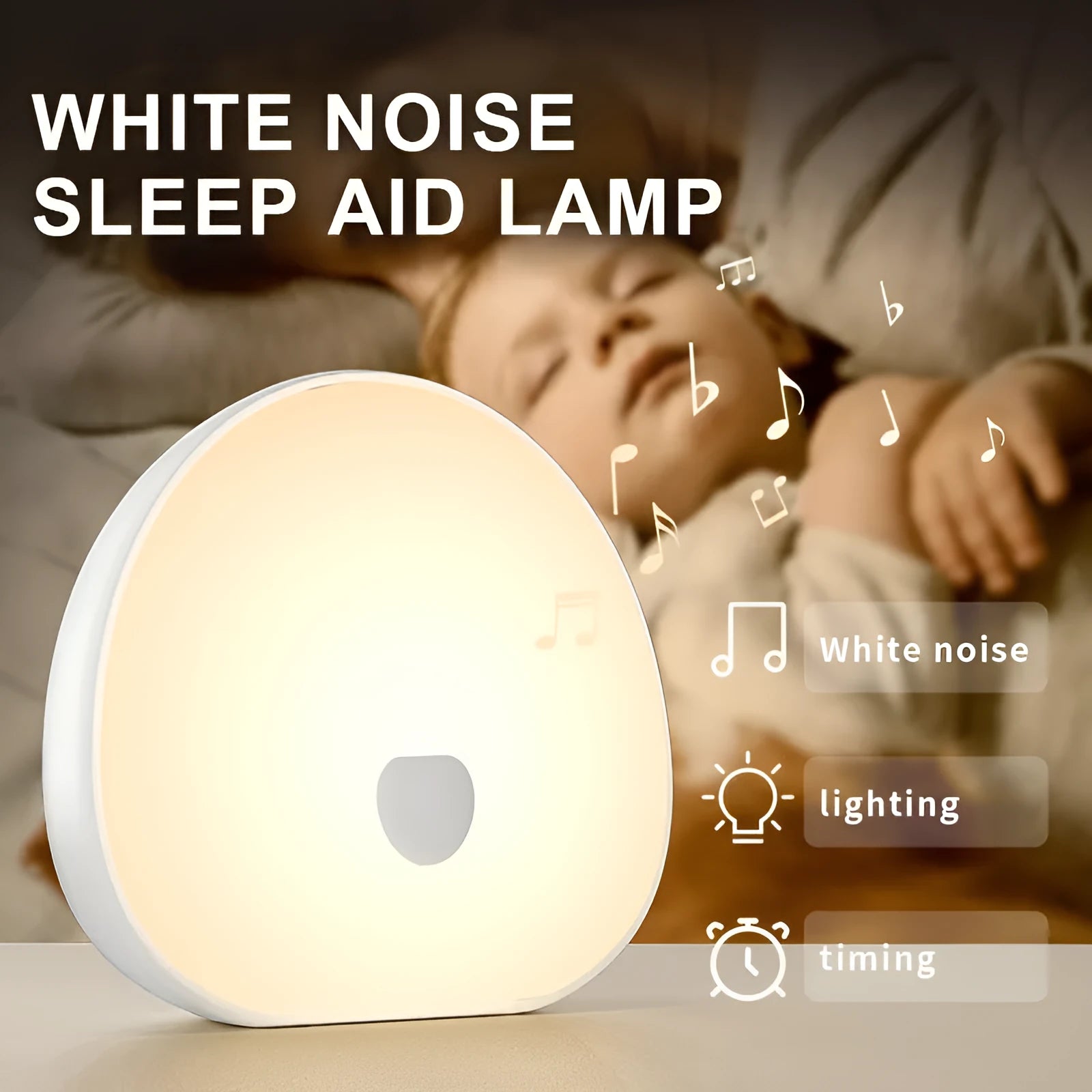 White rechargeable baby sleeper comforter with music function for infant night feeding