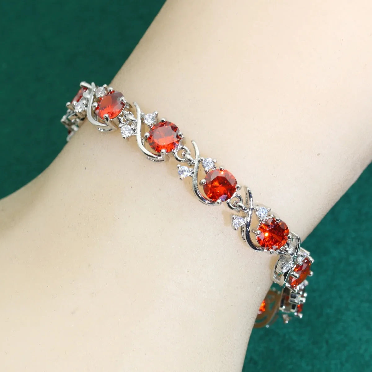 Copper inlaid AAA zircon bracelet with golden leaf design and electroplated finish