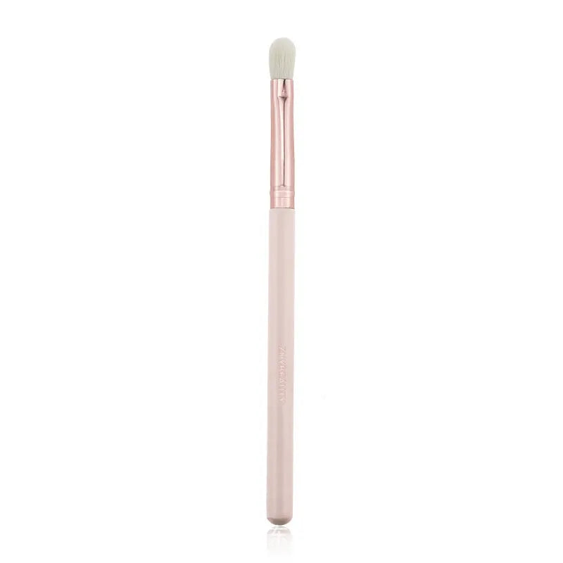 26 pink-handled makeup brushes with wool bristles in a PU travel case