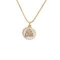Copper bottle cap pendant necklace with gold plating on a 40cm box chain in assorted colours.
