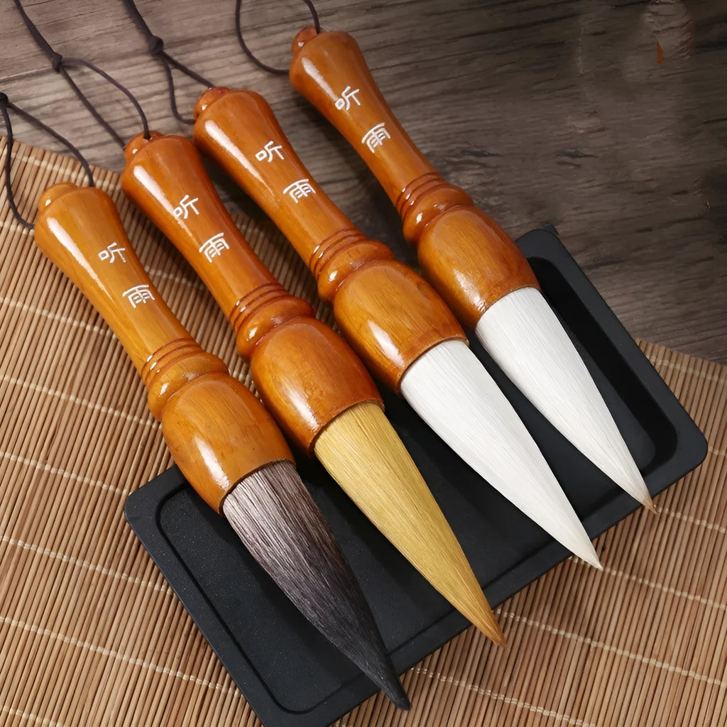 Large traditional Chinese writing brush with wolf and sheep hair bristles for calligraphy and painting.