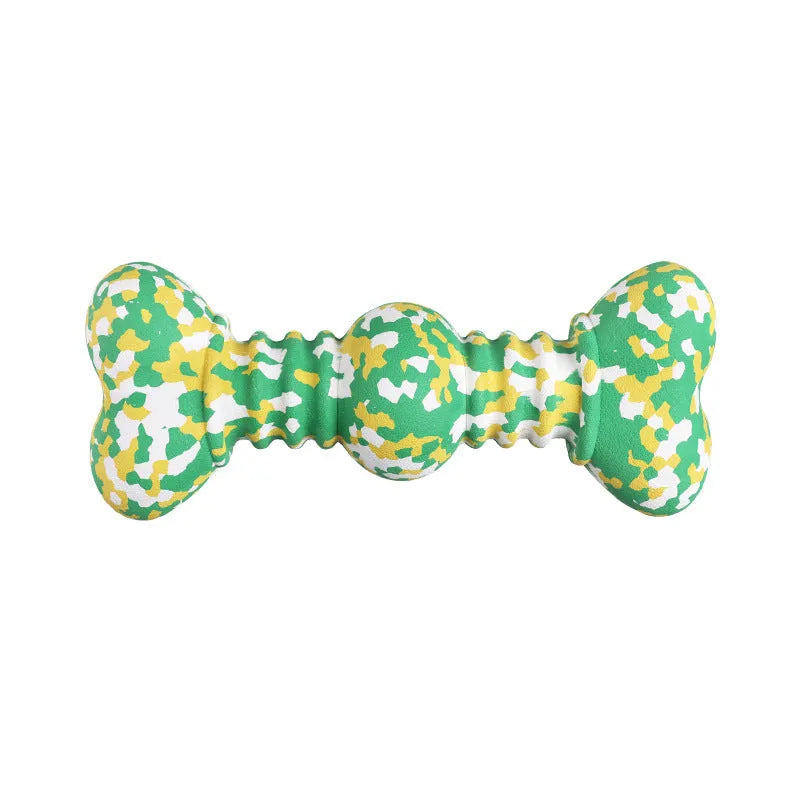 Organic natural rubber dog chew toy in camouflage colours for large breeds and aggressive chewers.