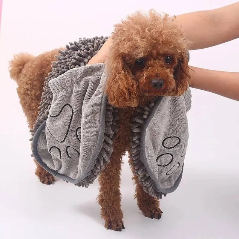 Blue pet bath robe towel measuring 62 by 23 cm for drying dogs and cats