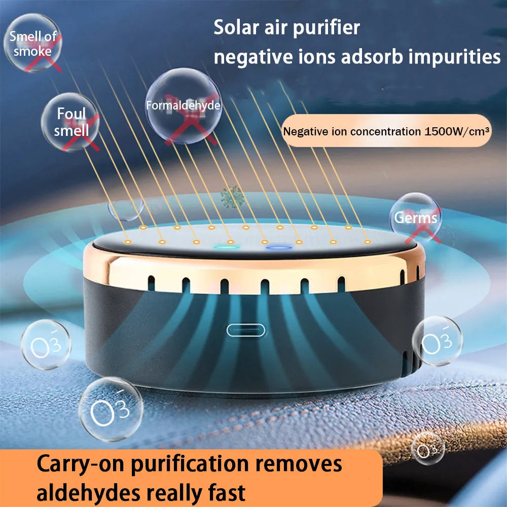 Solar car air humidifier mounted at vehicle air conditioning outlet in black colour
