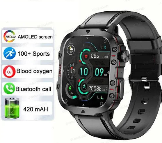 QX11 Smart Bluetooth Watch with TFT screen on a wrist, showing heart rate data.