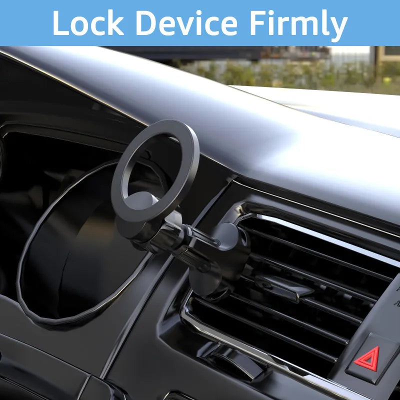 Black O-ring magnetic suction car phone holder for mobile devices up to 6.8 inches
