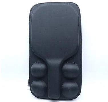 Black EVA pickleball paddle storage case with shoulder straps, showing dimensions of 45cm by 25cm.