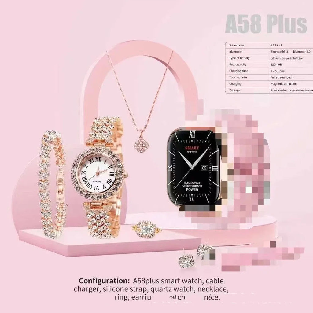 A58plus Smart Watch in black, gold, silver, grey, or beige with touch screen and Bluetooth calling