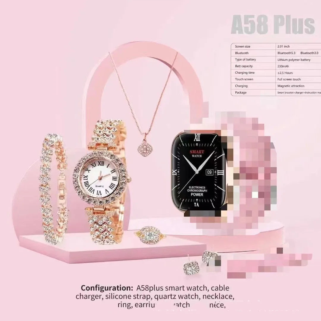A58plus Smart Watch in black, gold, silver, grey, or beige with touch screen and Bluetooth calling
