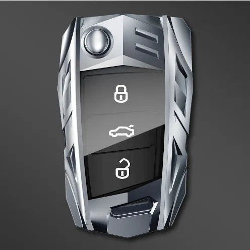 Metal mecha golf auto key shell set in silver with button case buckle