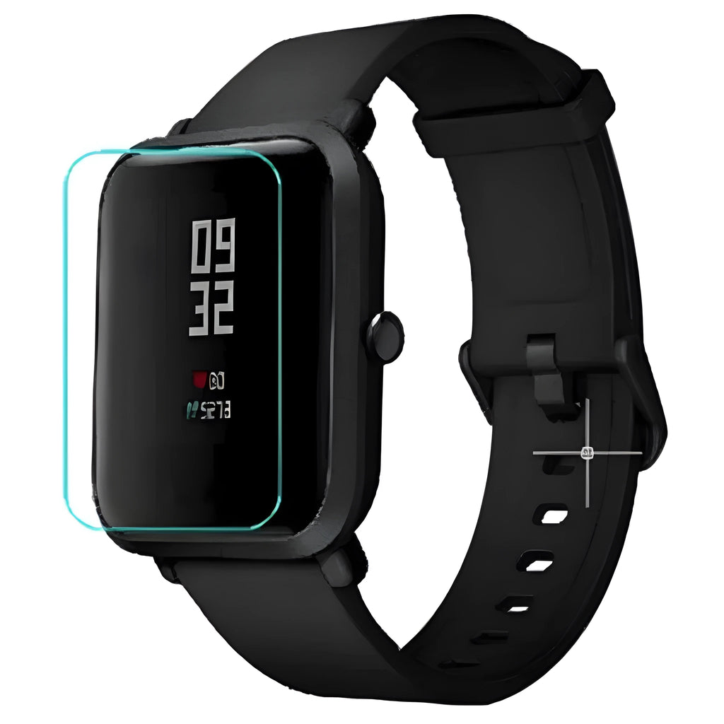 Amazfit Bip S smartwatch with clear HD hydrogel screen protector film applied