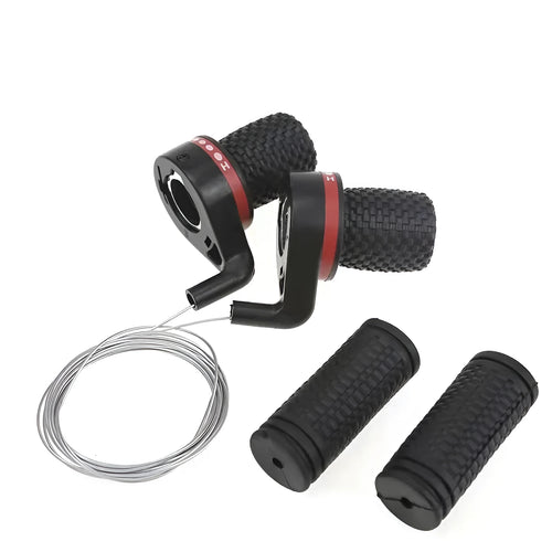 Black bicycle handlebar rotary governor shifting handle set with cables and grips for mountain bike