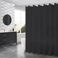 PEVA shower curtain with stainless steel buttonholes in simple modern geometric pattern, multiple colour options