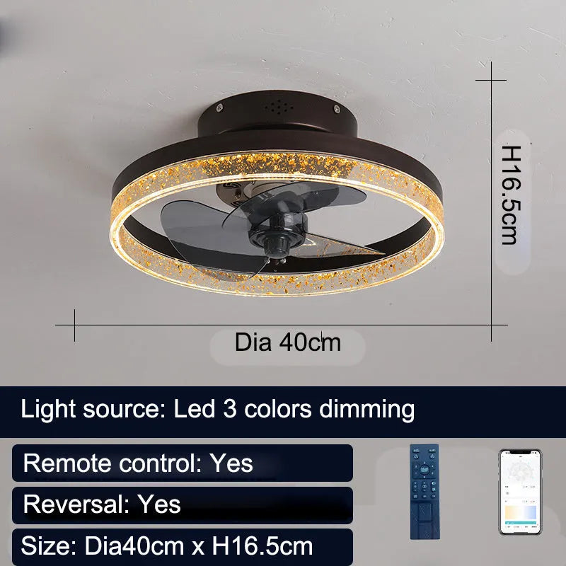 Nordic style ceiling fan lamp with remote control in 50cm size for bedroom or dining room use