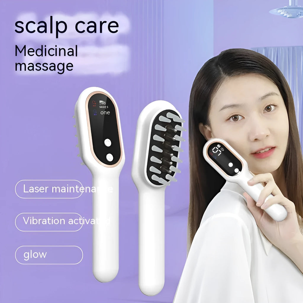 White scalp medicine feeder massage comb with 10ml medicine box, 17 TPU comb teeth, red and blue light, 154*50*39 mm