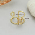 Adjustable asymmetric open ring in 14K gold-plated copper, colour H-12813
