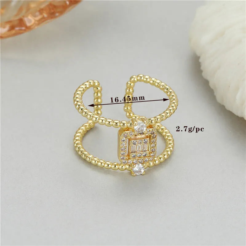 Adjustable asymmetric open ring in 14K gold-plated copper, colour H-12813