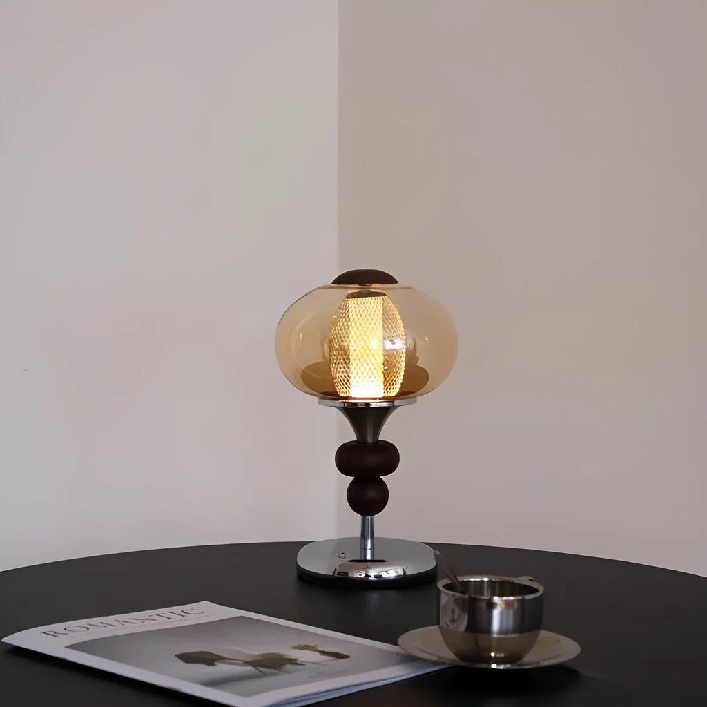 Solid wood retro palace table lamp with touch dimming and colour changing functions