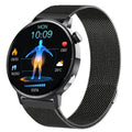 Black smart watch with IPS multi-touch screen, ECG blood glucose monitoring, and Bluetooth calling