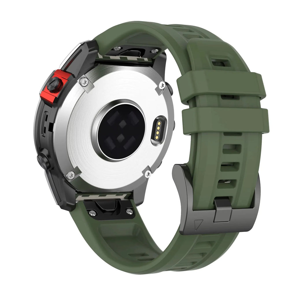 Jiaming Fenix7 quick release silicone sports watchband in multiple colours showing 20mm 22mm 26mm sizes