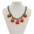 Halloween necklace with ghost pumpkin pendant in mixed colour acrylic cartoon design