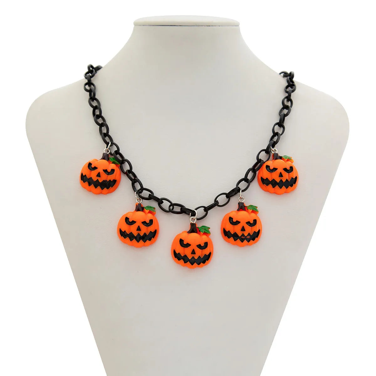 Halloween necklace with ghost pumpkin pendant in mixed colour acrylic cartoon design