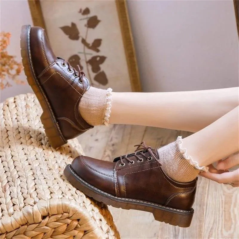 Black preppy style Mary Jane women's shoes with round toe and low square heel