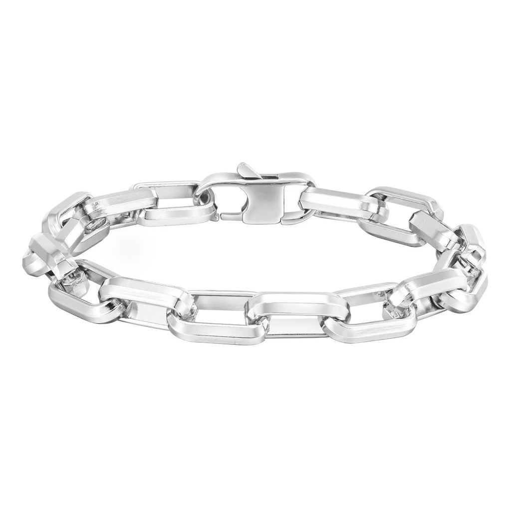 Titanium steel men's bracelet with simple square chain links in four colour options