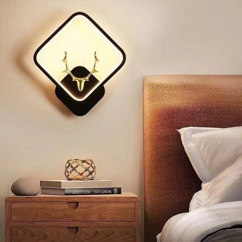 Modern simple 220V bedroom wall lamp with tricolour, warm, and white light options, one lamp per pack