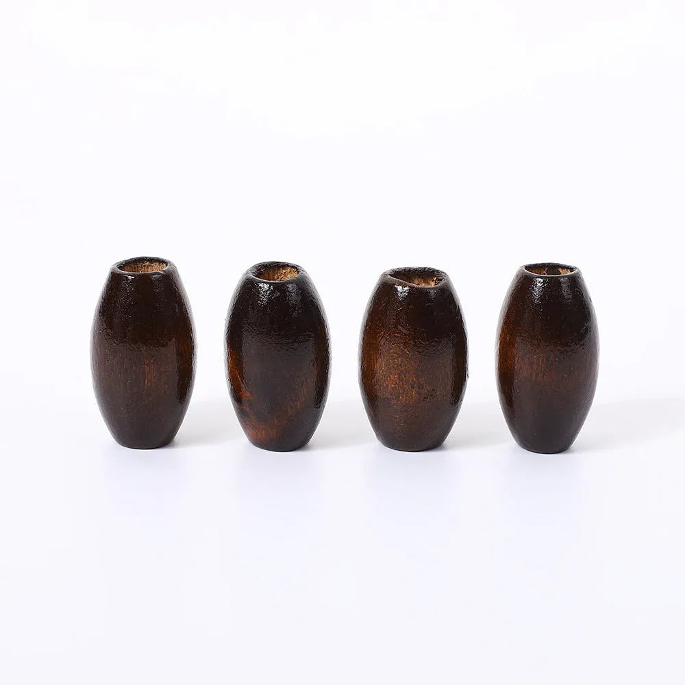 25mm oval wooden beads in dark coffee colour with 6mm hole and M-shaped raised bead profile