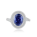 Sterling silver ring with heart-shaped ice flower cut zircon centrepiece on a hand.
