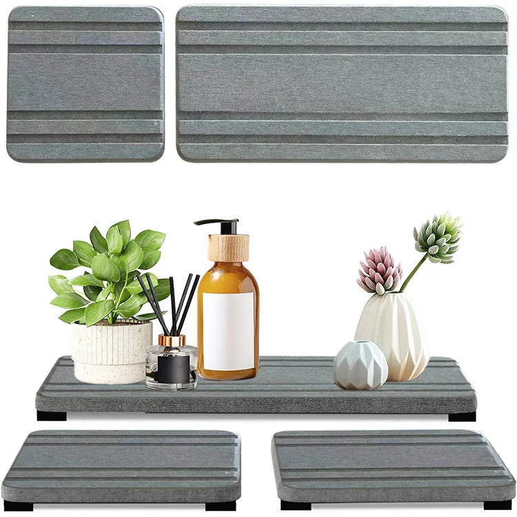 Square diatom oil bathroom countertop water draining pad in solid colour