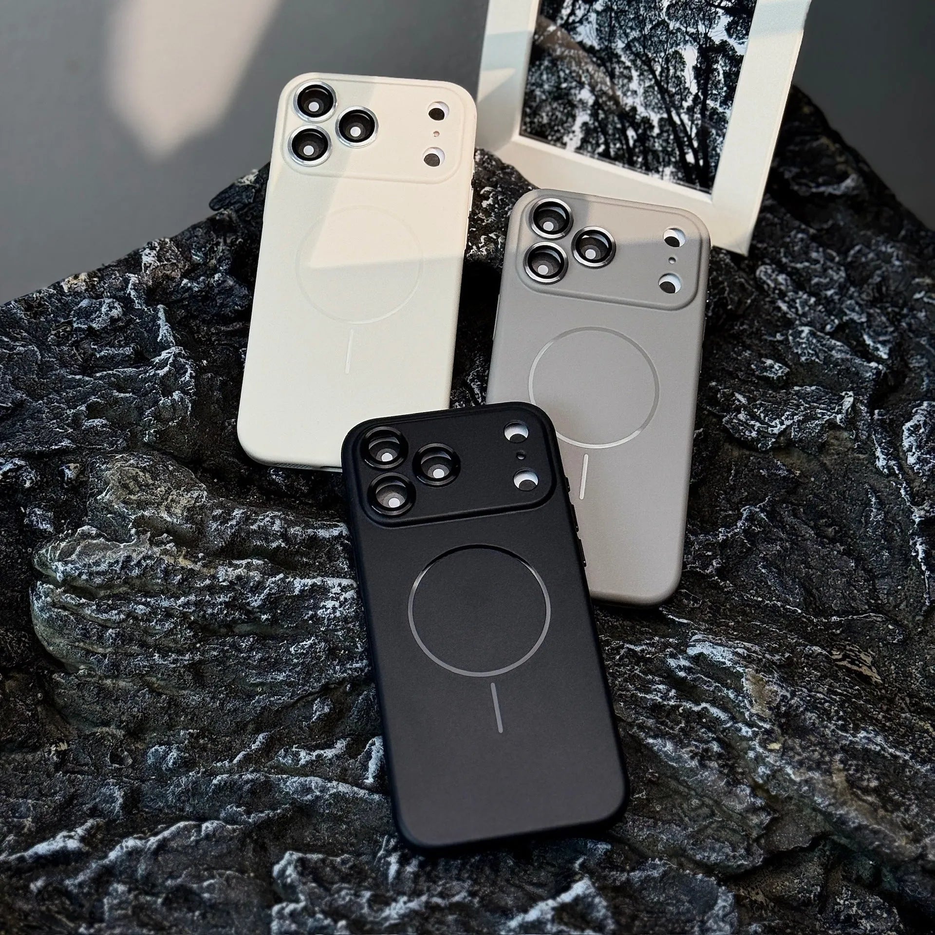 Frosted magnetic suction phone case with lens protector for iPhone 17 series