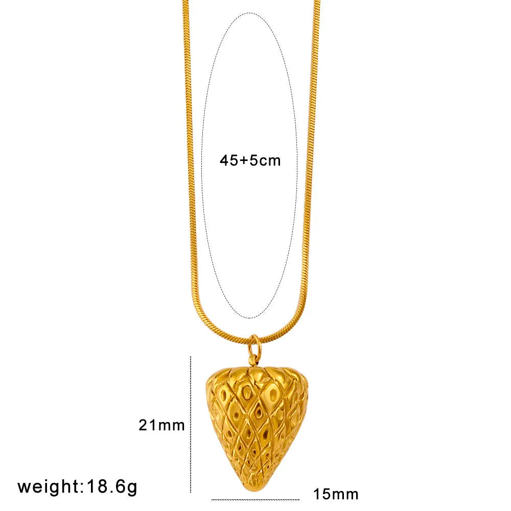 Stainless steel fruit necklace pendant with apple design on regular chain