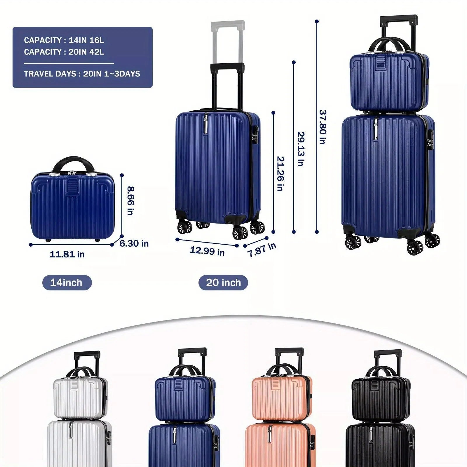 Aluminium alloy luggage and mini box travel set with two trunks and a towel for suitcase suit packing.