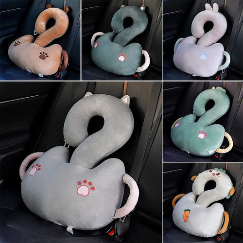 Cartoon animal cushion pillow with question mark design and hugging arms, 65cm square size