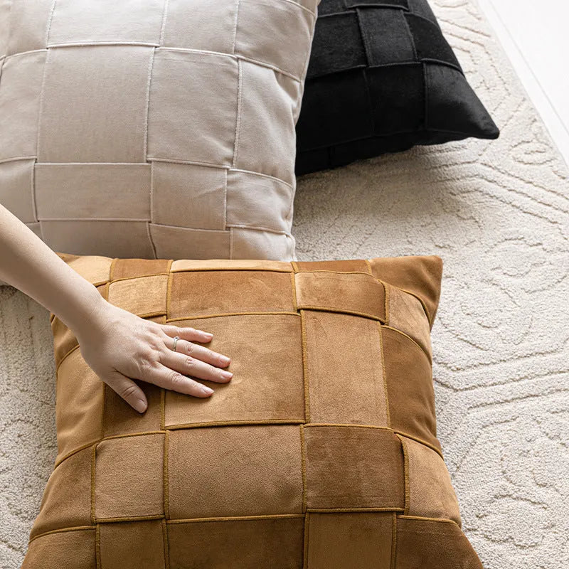 Chenille woven square pillow cushion with feather velvet filler in 50x50cm size