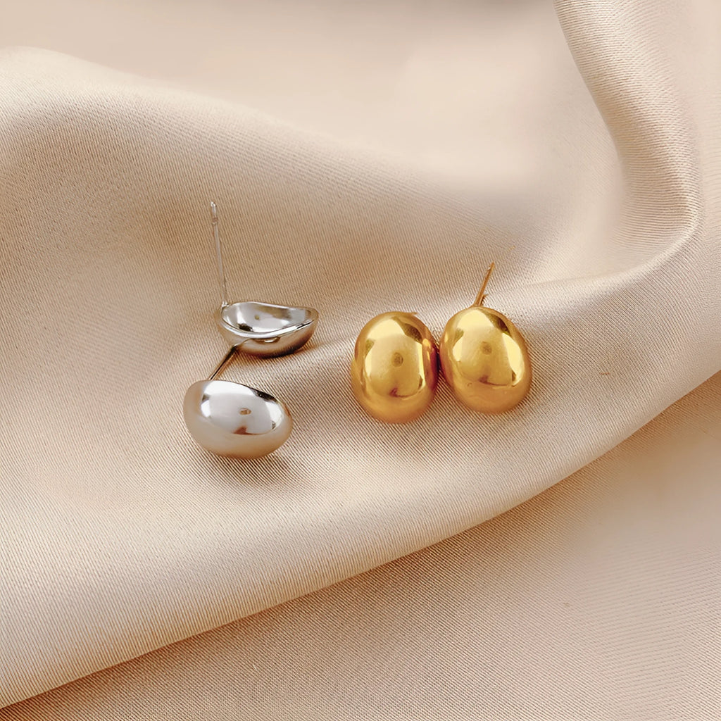 French refined Doudou water drop titanium steel ear studs in gold real gold plating affordable luxury style