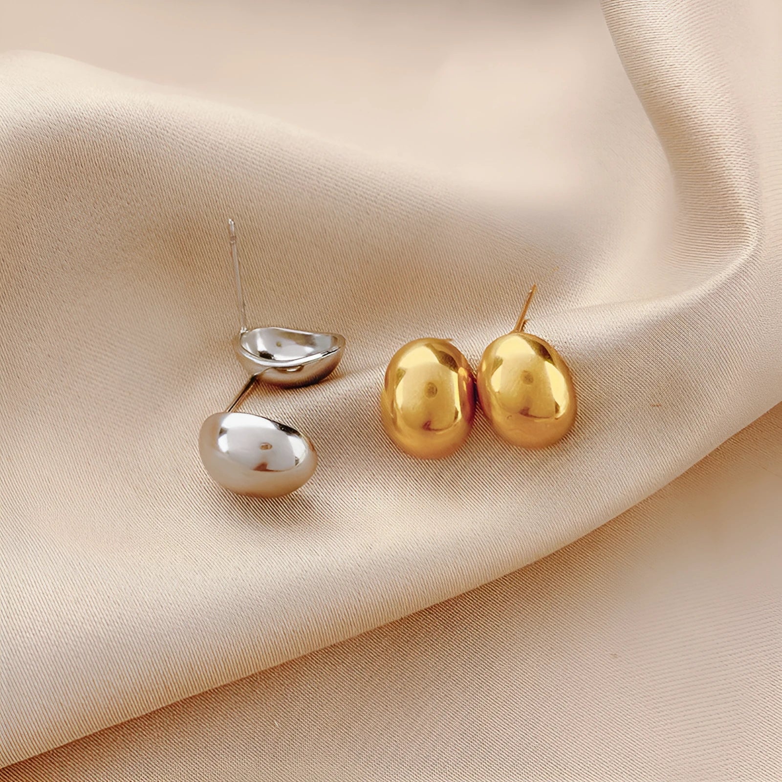 French refined Doudou water drop titanium steel ear studs in gold real gold plating affordable luxury style