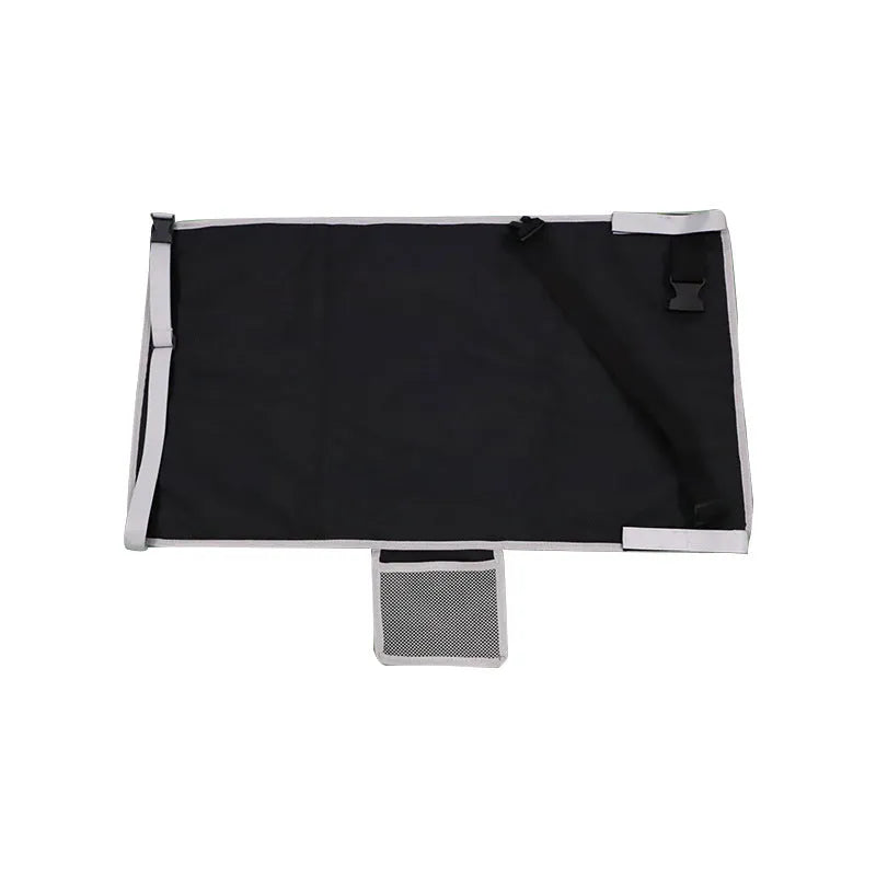 Blue portable children's aircraft pedal seat extender with matching drawstring bundle pocket for car booster seats