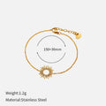 Gold-coloured SUNFLOWER Series necklace and bracelet set with chain links on a white background.
