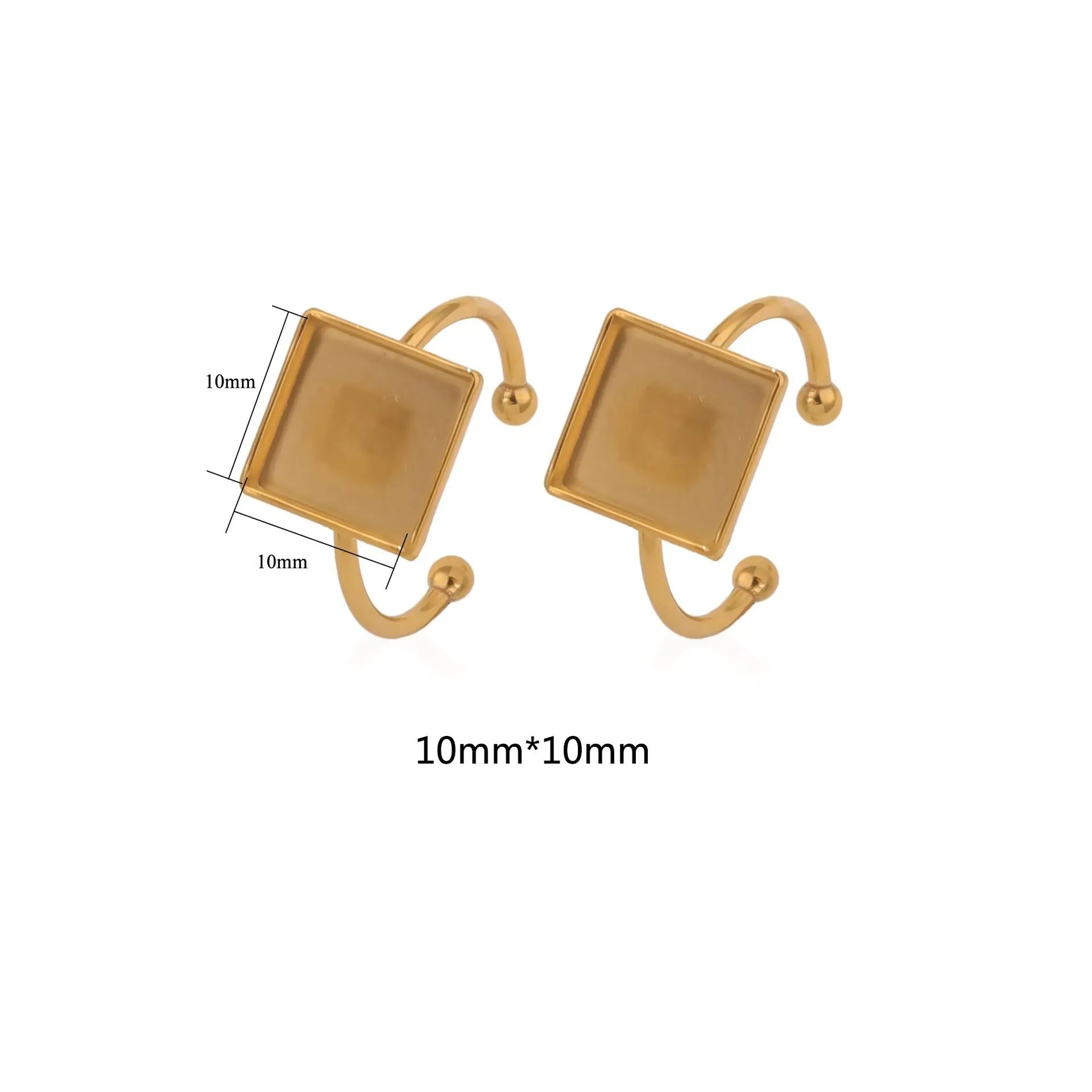 Gold stainless steel ring setting with totem pattern in multiple shapes for DIY jewellery
