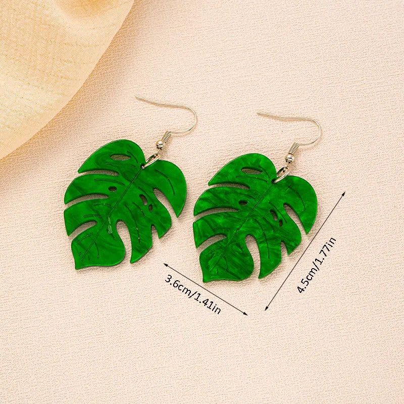Acrylic drop earrings with a summer coconut artocarpus design on an alloy hook.