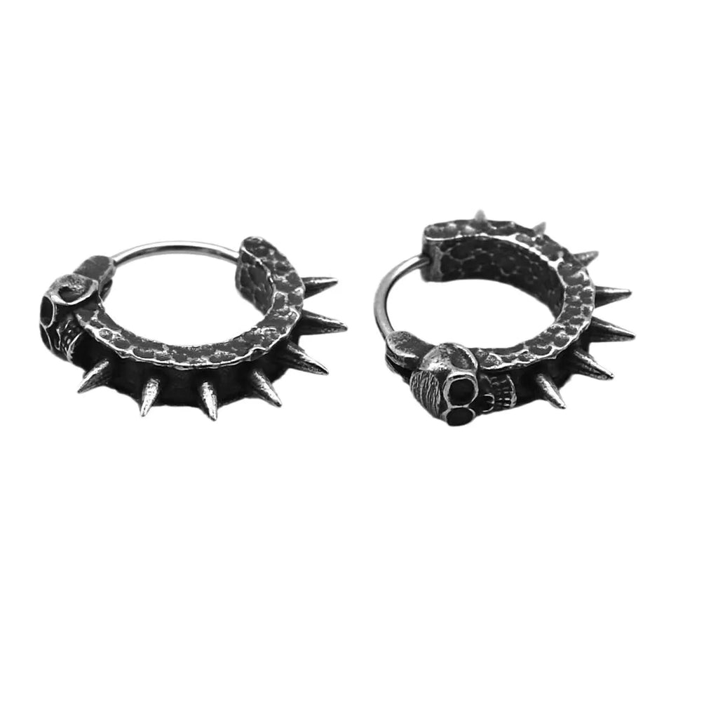 Geometric shape alloy earrings in retro black colour for punk motorcycle style.