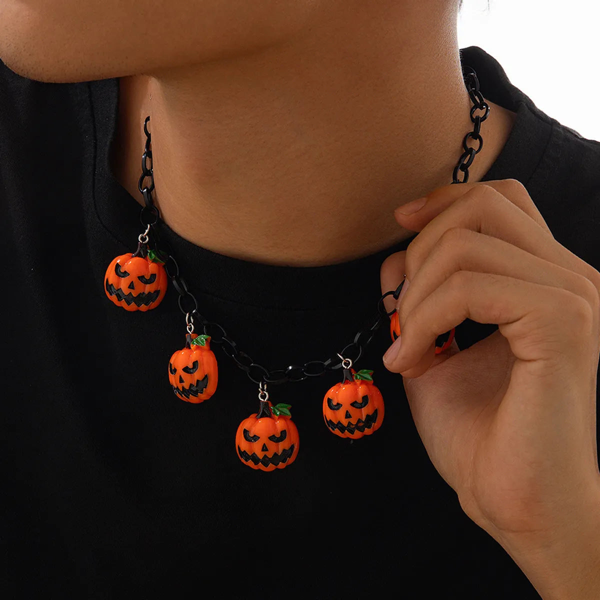 Halloween necklace with ghost pumpkin pendant in mixed colour acrylic cartoon design