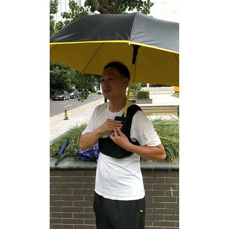 Black portable umbrella holder with shoulder strap for hands-free carrying