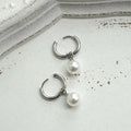 Pearl geometric drop earrings with titanium steel posts and alloy construction in hip-hop inspired design