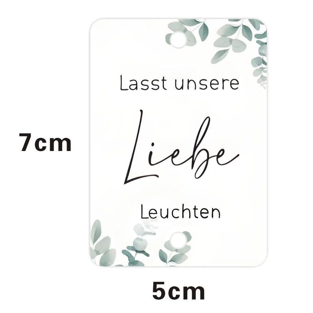 White card decorative labels in G45 style, 50 sheet set for event personalisation