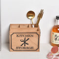 Modern solid-colour wooden kitchen storage box for knives, forks, and chopsticks with an internal grid.
